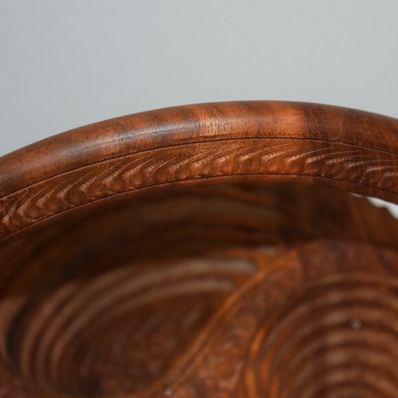 VTG Carved Wooden Collapsable Bowl/Basket Paisley Design Trays 3 Sections - Picture 4 of 13